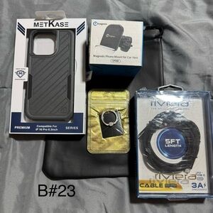 Black Rugged iPhone 16 Pro Case with Accessories Bundle